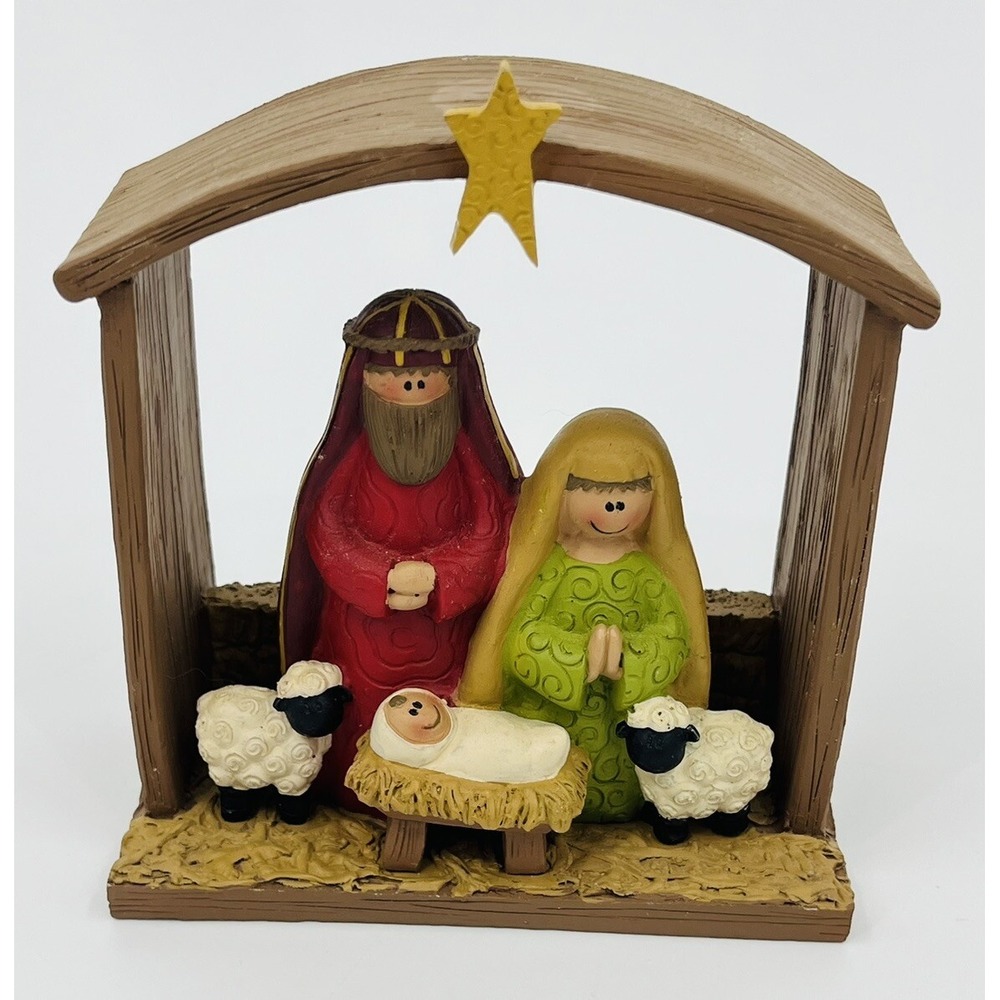 Blossom Bucket Christmas Nativity Scene Mary Joseph Jesus Holy Family by Suzi